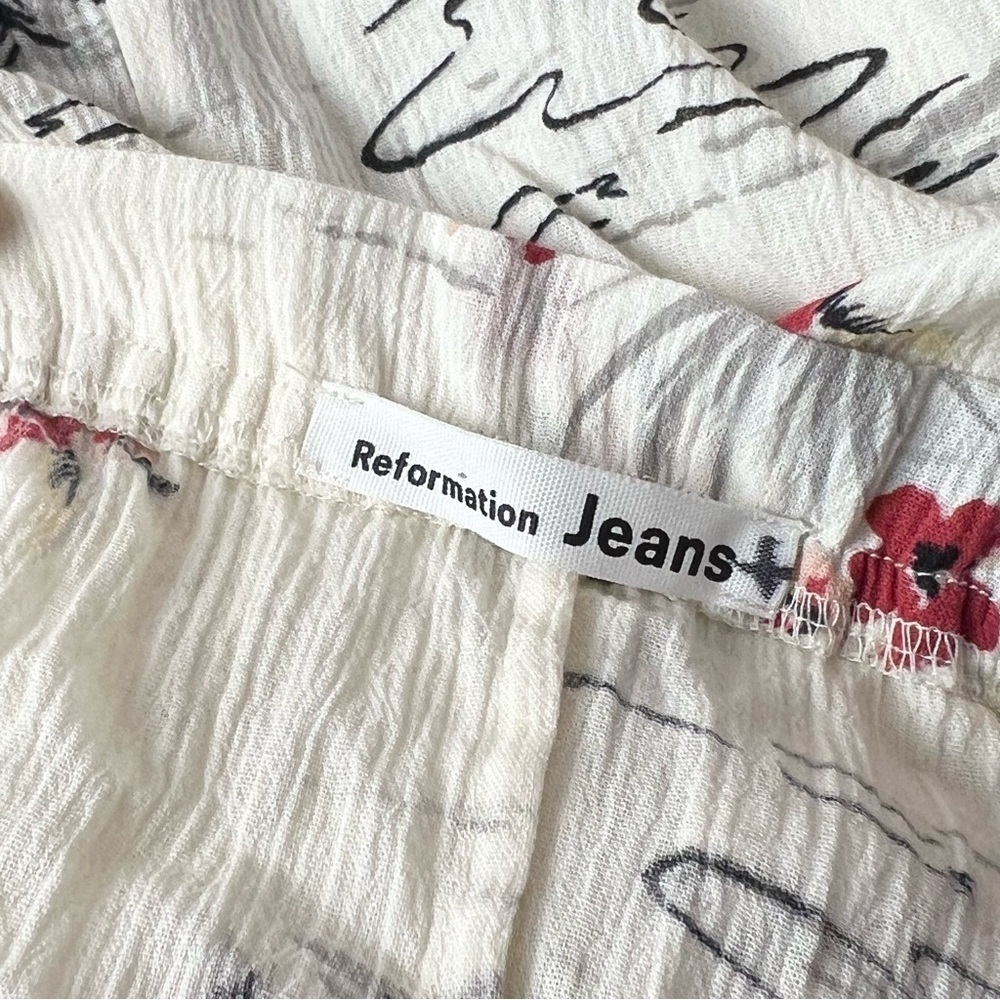 Reformation 90s Floral Organic Cotton Square Neck Puff Sleeve Babydoll Dress S View 5